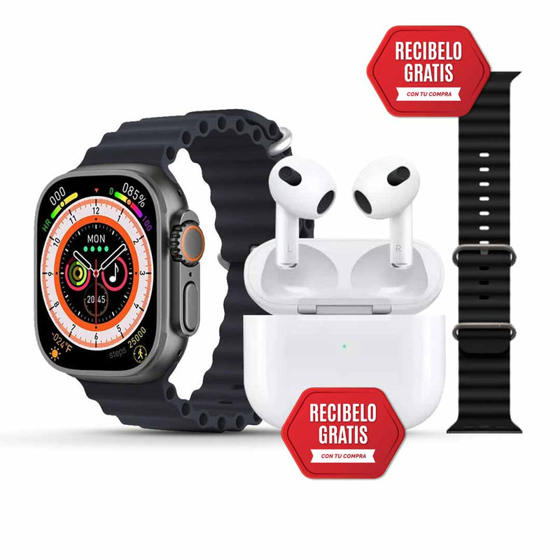 SmartWatch 9 ULTRA 2™ + AirPods Pro 2ª Gen + 10 correas